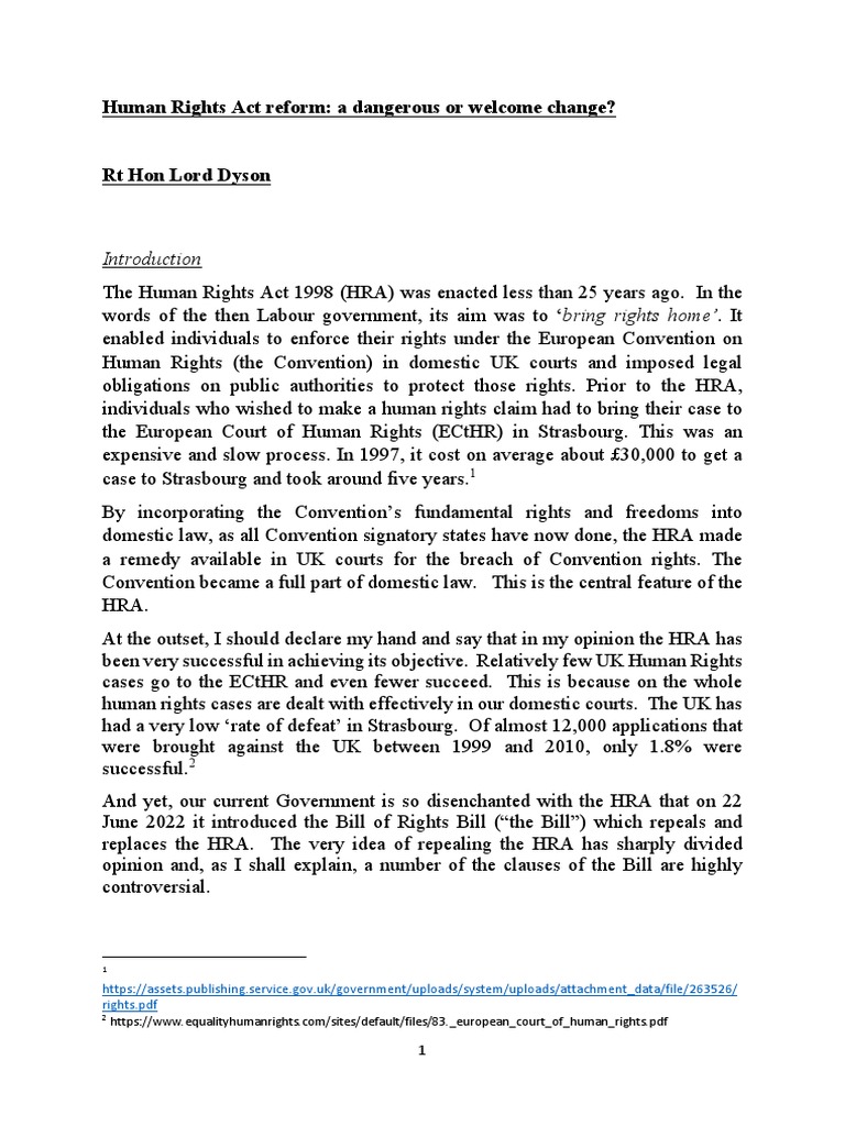 Human Rights Act Reform Debate | PDF | Bill (Law) | European Convention ...
