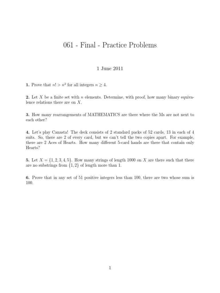Math Practice Problems and Proofs | PDF