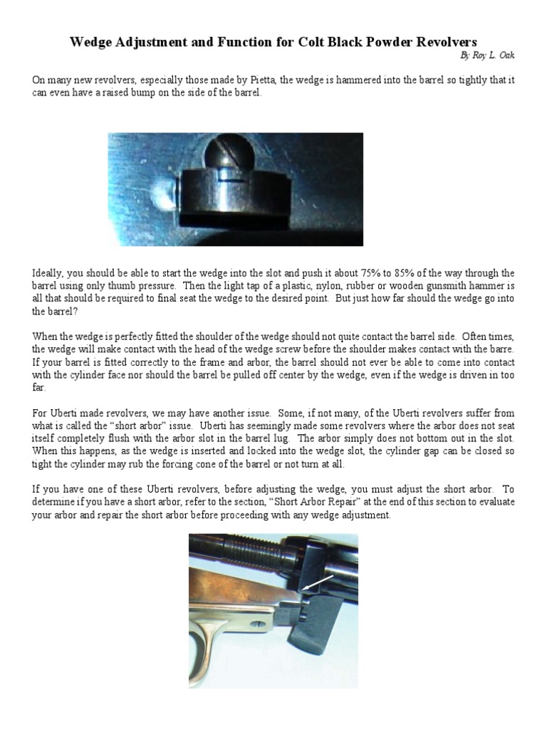 Wedge Adjustment and Short Arbor Repair | PDF | Revolver | Gun Barrel