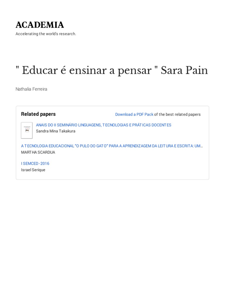 1 Educar e Ensinar A Pensar - Sara Paim-With-Cover-Page-V2 | PDF ...