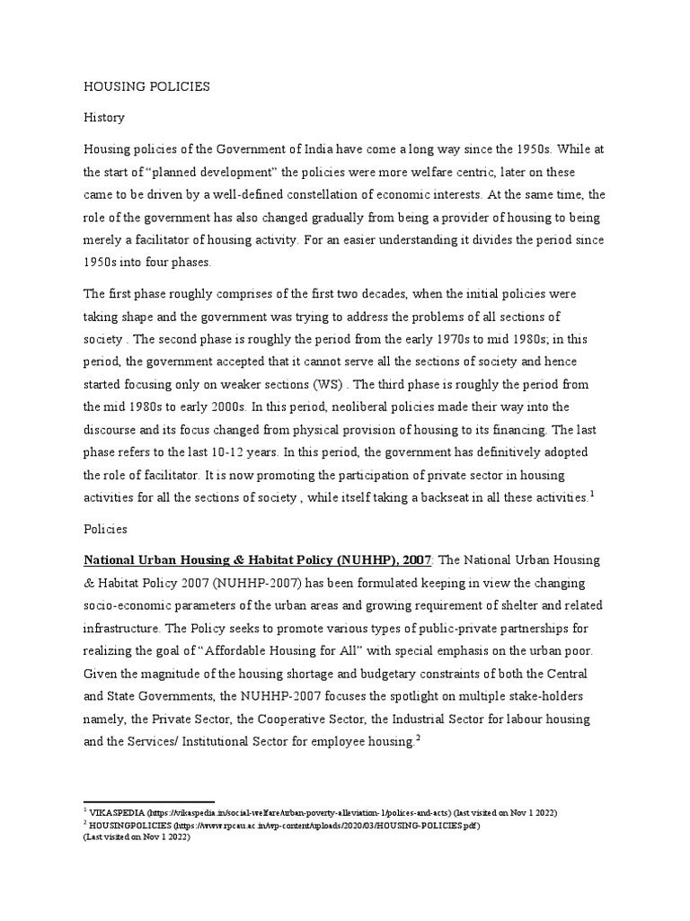 Housing Policies Pdf Economies
