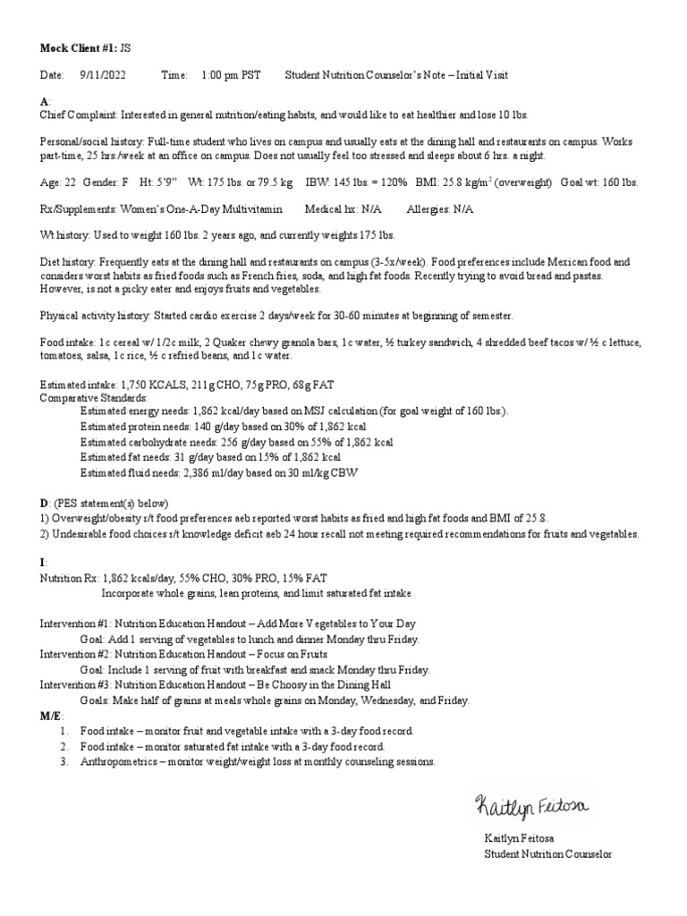 Adime mock client 1 pdf foods human nutrition