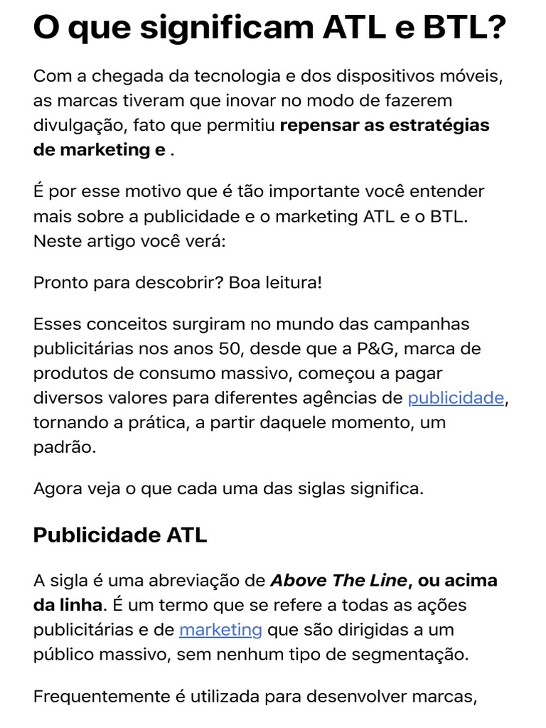 Significados De Atl E Btl Na Publicidade Pdf Publicidade Marketing 