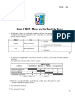 G9 Metals and Reactivity TEST