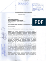 Carta Notarial N.° 9151-2022 (Zárate Del Pino), 14 NOV 2022. Carlos Antonio FRANCO PACHECO. 4p