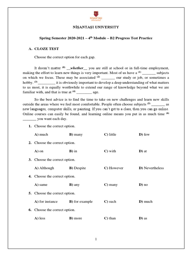 B2 Progress Test Practice Guide | PDF | Moon | Sky