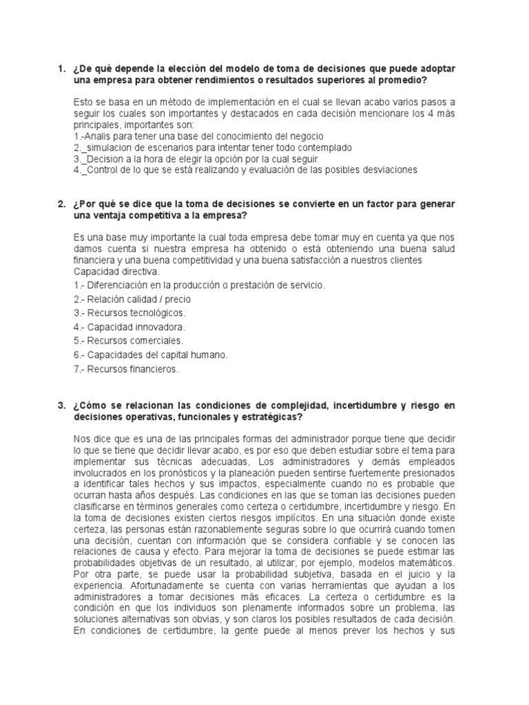 Estrategias para la Toma de Decisiones Empresariales | PDF | Toma de ...