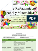 Plan de Reforzamiento Español y Matematicas Lic. Patricia Zuniga