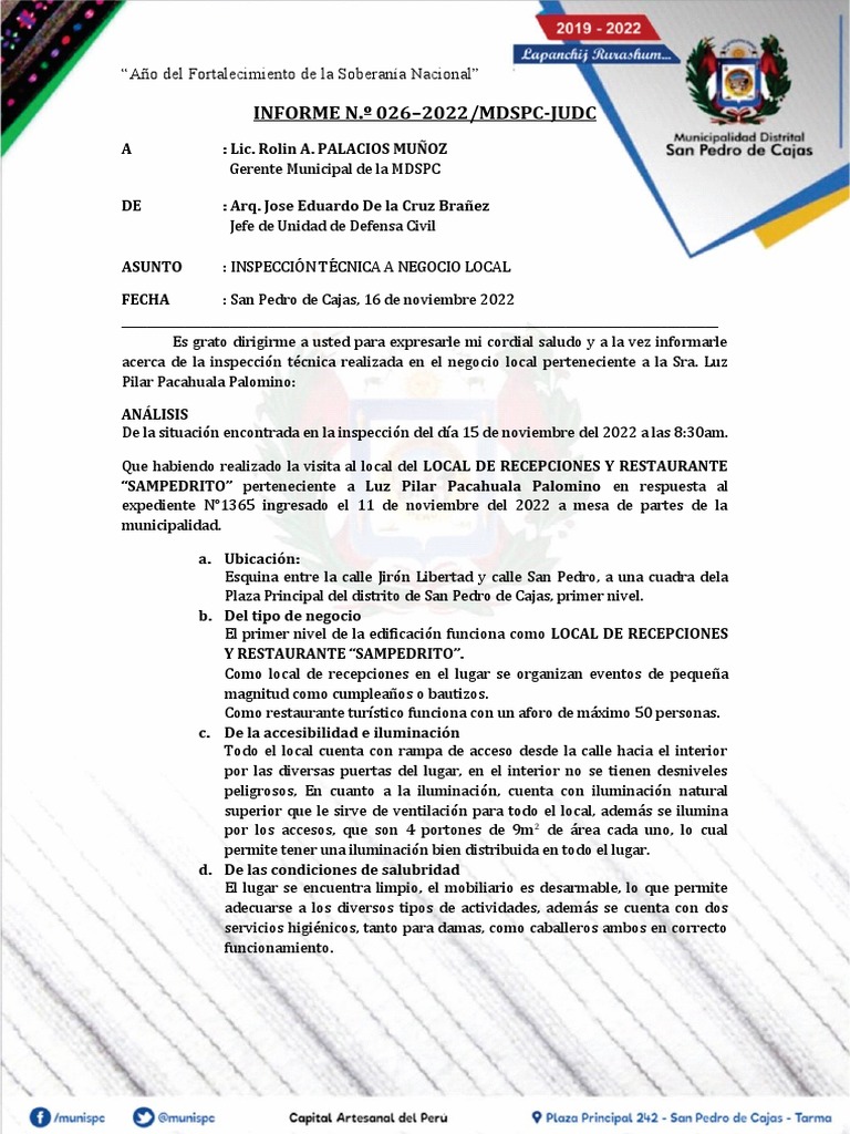 Informme Local Pacahuala 033314 | PDF | Hogar, jardinería y bricolaje
