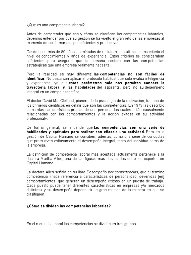 Competencias Laborales: Tipos y Definición | PDF | Liderazgo ...