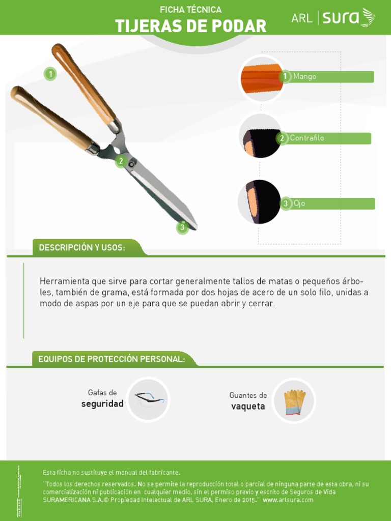 Ficha Técnica Tijera de Podar PDF tijeras Herramientas