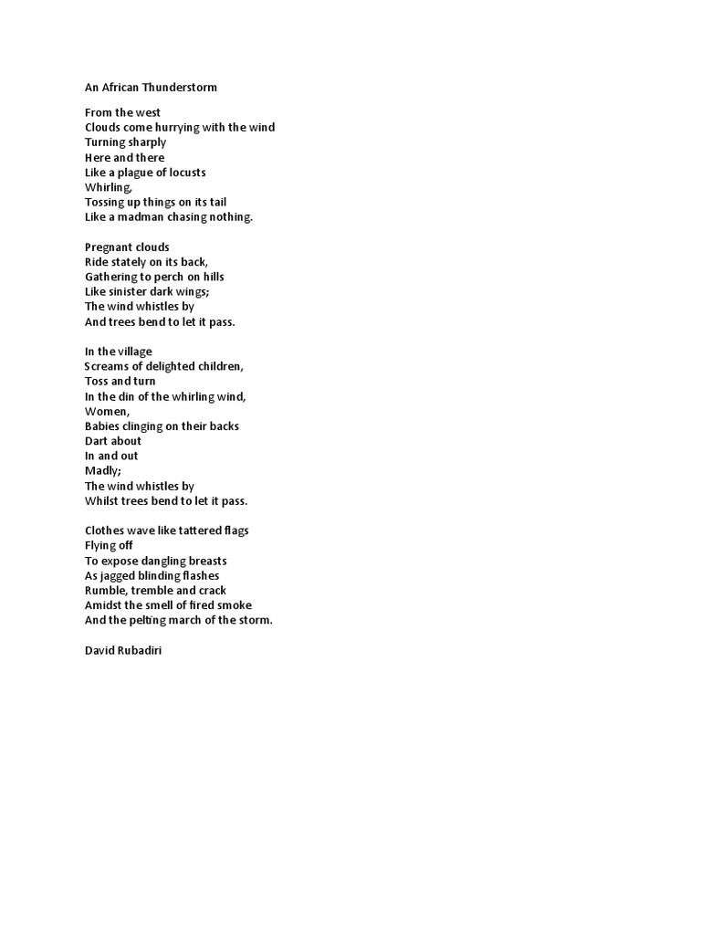 An African Thunderstorm Pdf Poetry