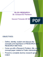 PA 201 Research Objectives