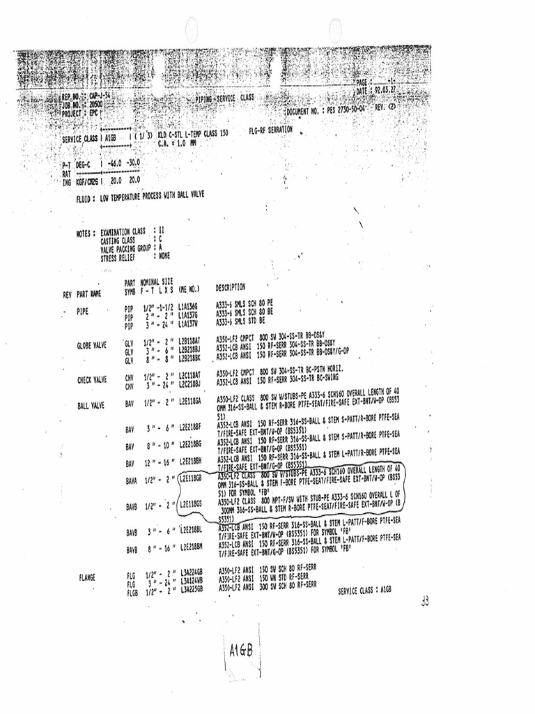 A1GB Piping Class PDF