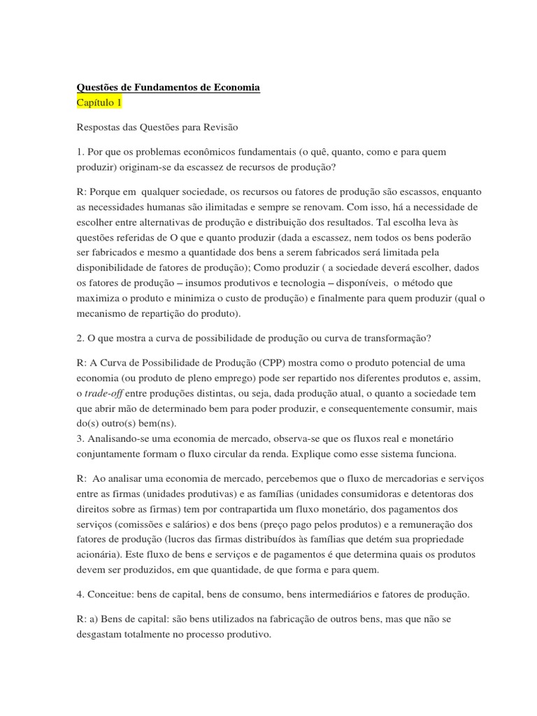 Fundamentos de economia respostas pdf produto interno bruto economia