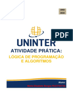 Caderno de Atividade Pratica de Logica de Programacao e Algoritmos de Maria Elisabete Borges 2022 RU 3743716