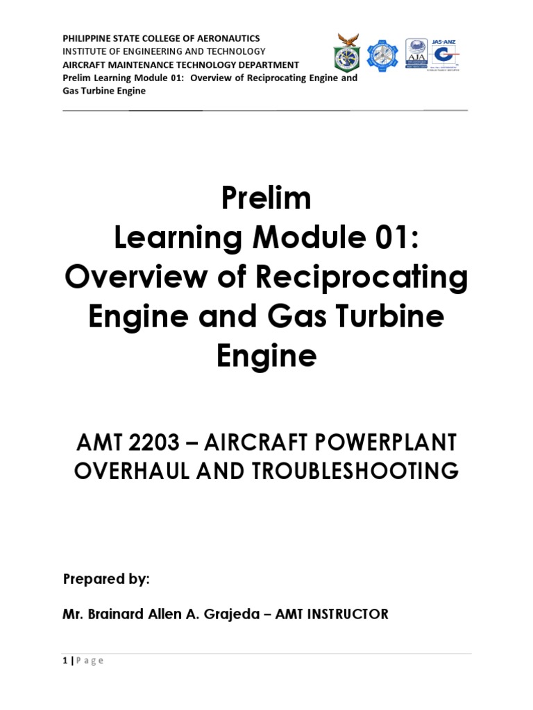 How Reciprocating and Gas Turbine Engine Differs PDF Piston