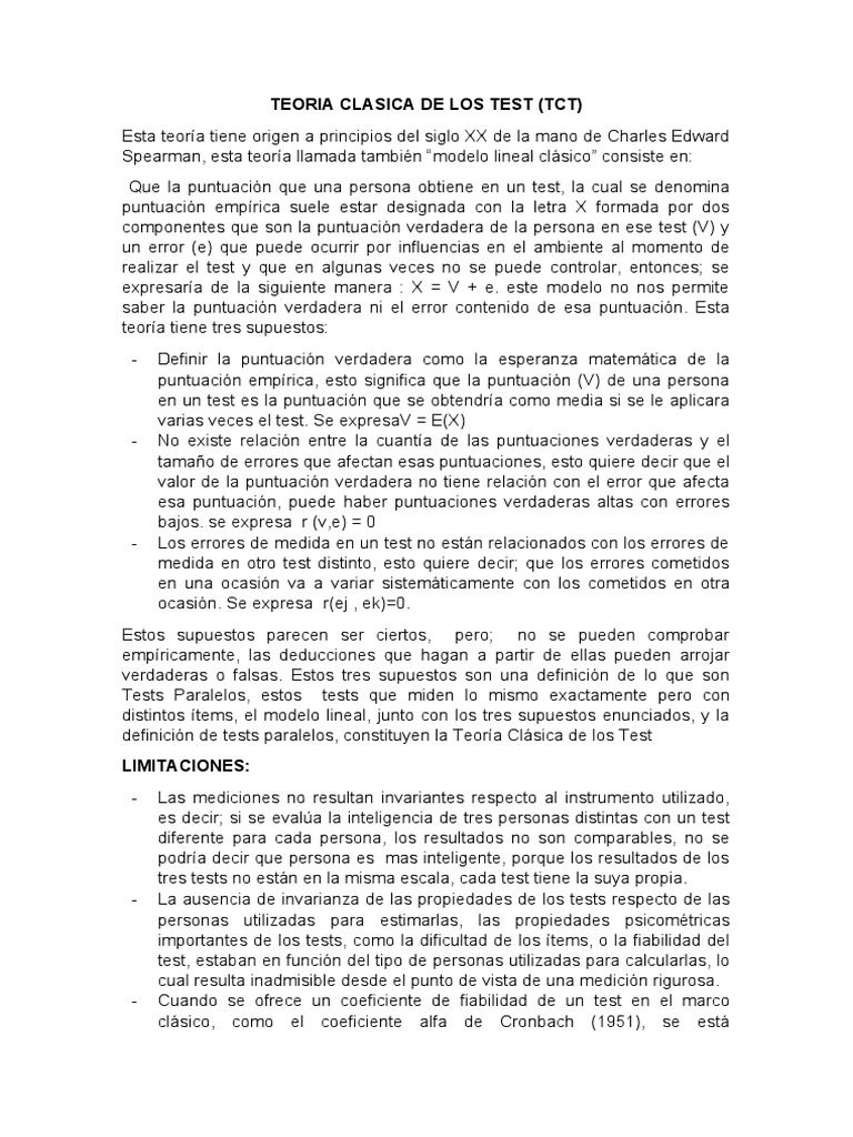 Teoria Clasica de Los Test PDF Matemáticas Interacciones de