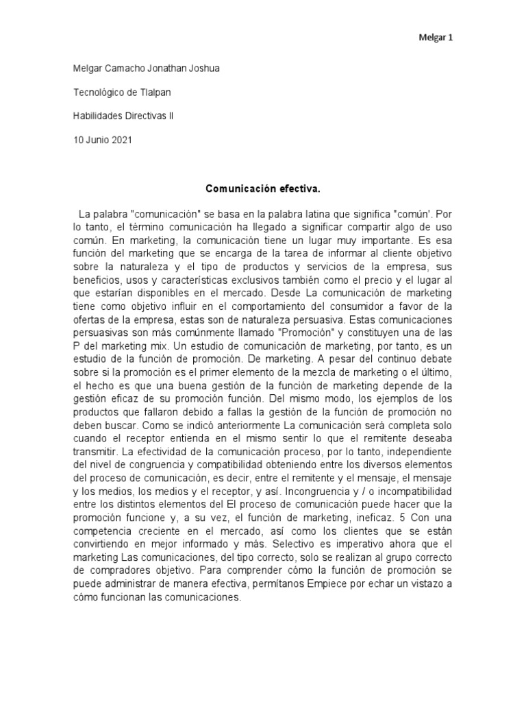 Importancia de la Comunicación Efectiva | PDF | Crecimiento personal y ...