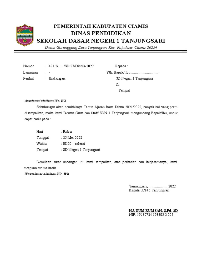 SURAT UNDANGAN Rapat Komite | PDF