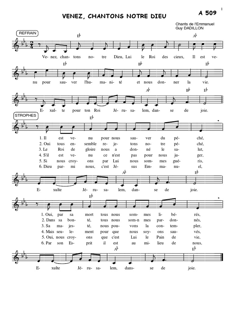 Venez Chantons Notre Dieu Pdf