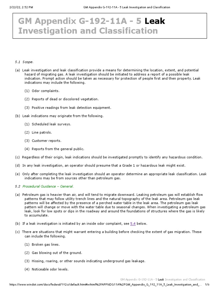 GPTC Gas Leak Investigation & Classification PDF Electrical