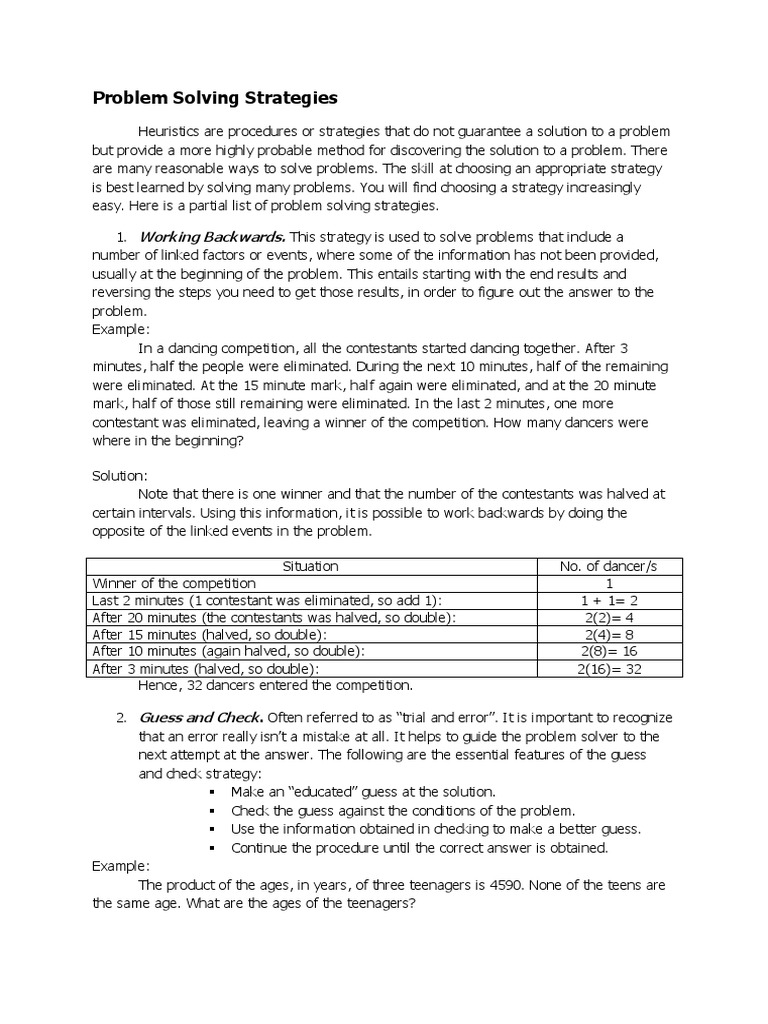 Problem Solving Strategies Explained | PDF | Equations | Area