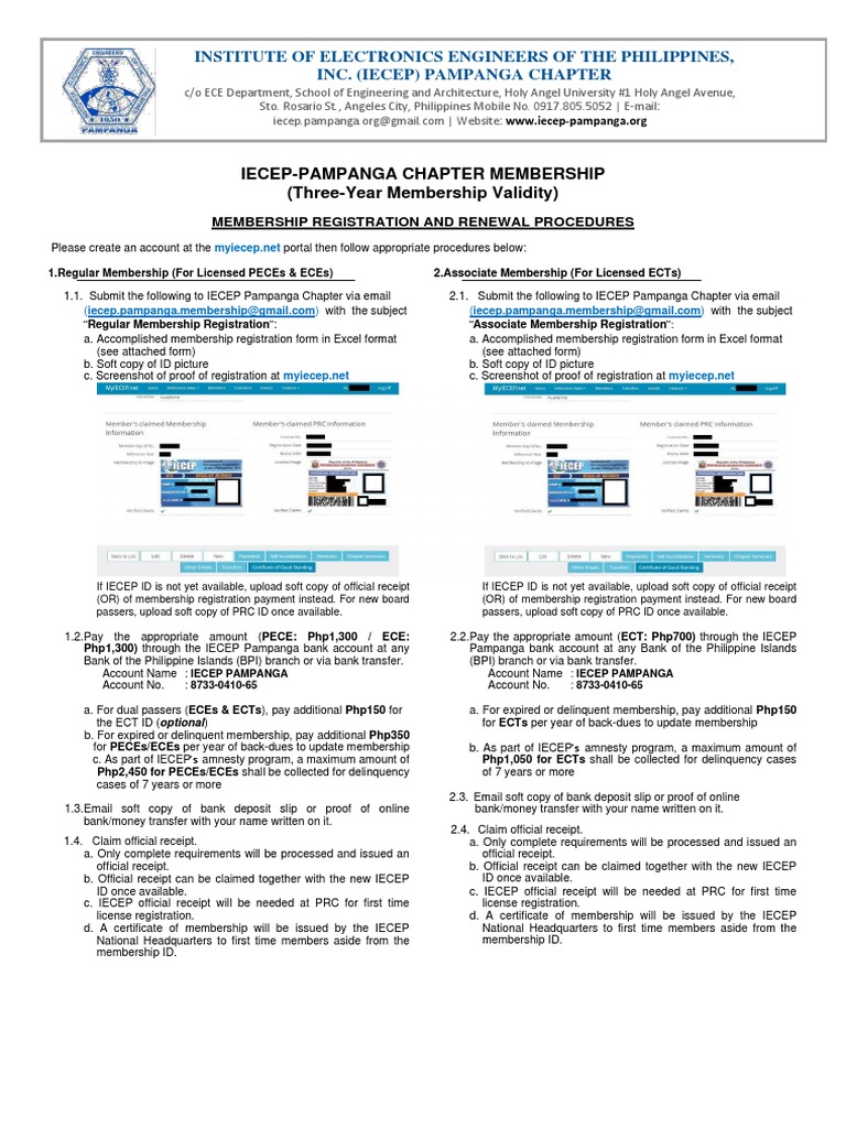 IECEPpamp Membership Registration &amp; Renewal Procedures | PDF | Banking ...