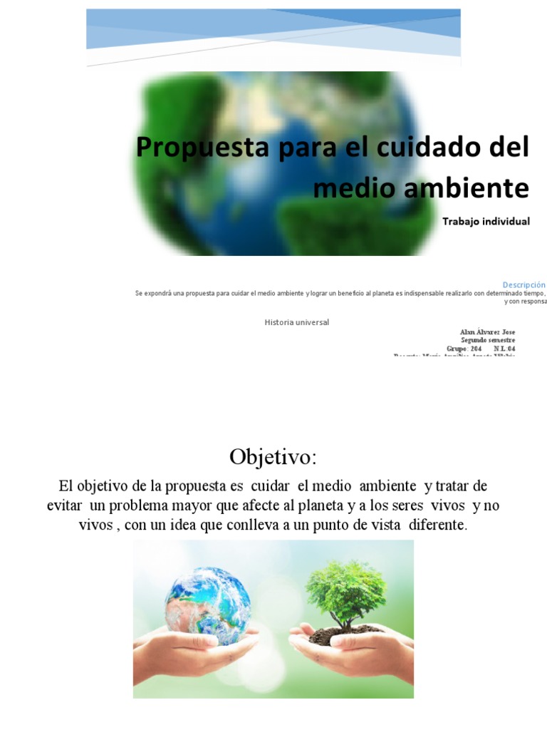 Propuesta para cuidar el medio ambiente | PDF | Residuos | La ...