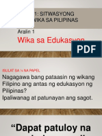 Yunit 1: Sitwasyong Pangwika Sa Pilipinas