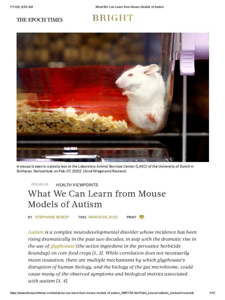 What We Can Learn From Mouse Models of Autism PDF Autism Serotonin