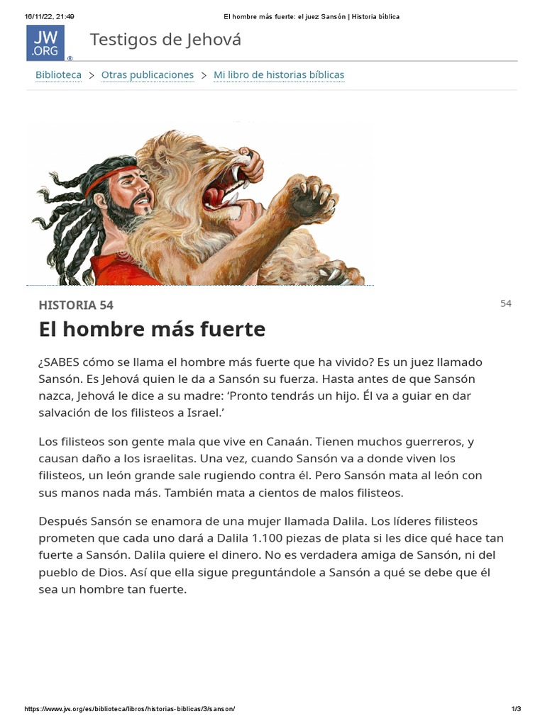El Hombre Más Fuerte - El Juez Sansón - Historia Bíblica | PDF | Sansón