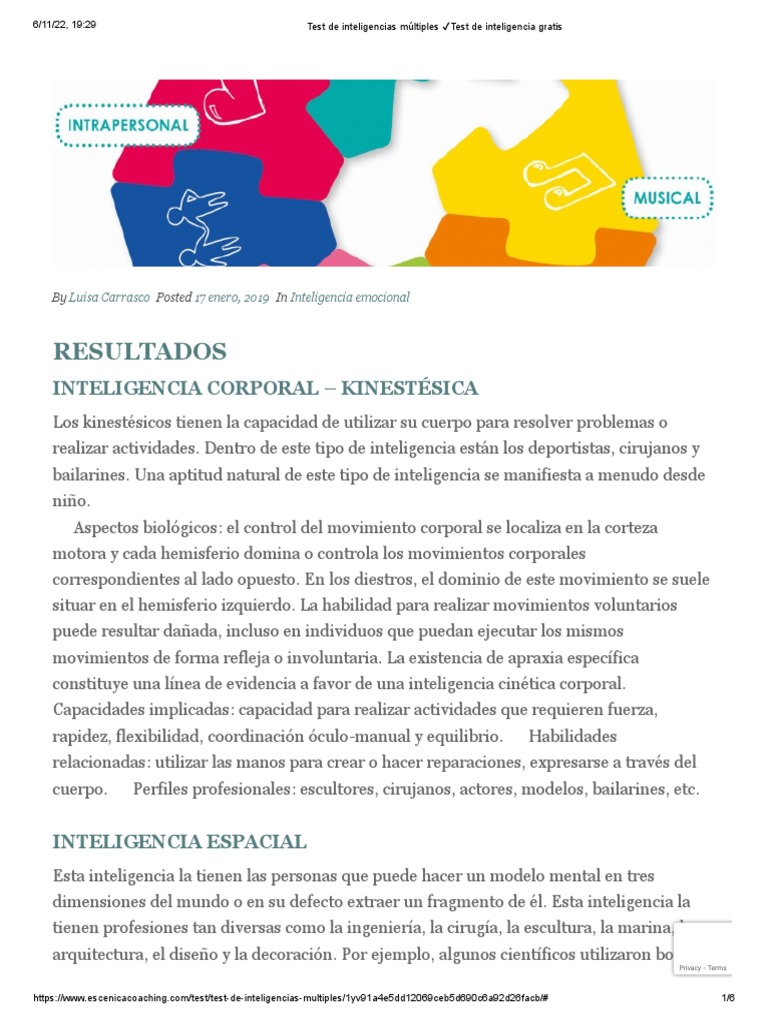 Test de Inteligencias Múltiples Test de Inteligencia Gratis | PDF ...