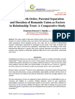 Gender, Birth Order, Parental Separation and Duration of Romantic Union As Factors in Relationship Trust: A Comparative Study