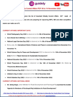 Important Weekly Current Affairs PDF 08 To 14 November 2022