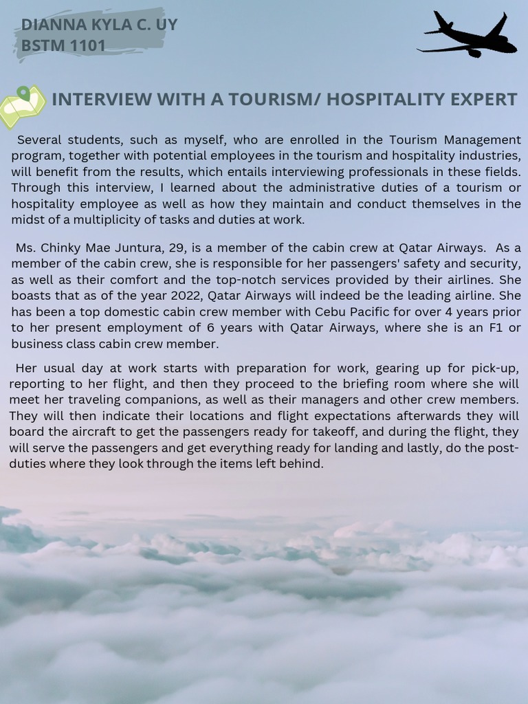 Interview of A Tourism Expert | PDF | Flight Attendant | Airlines