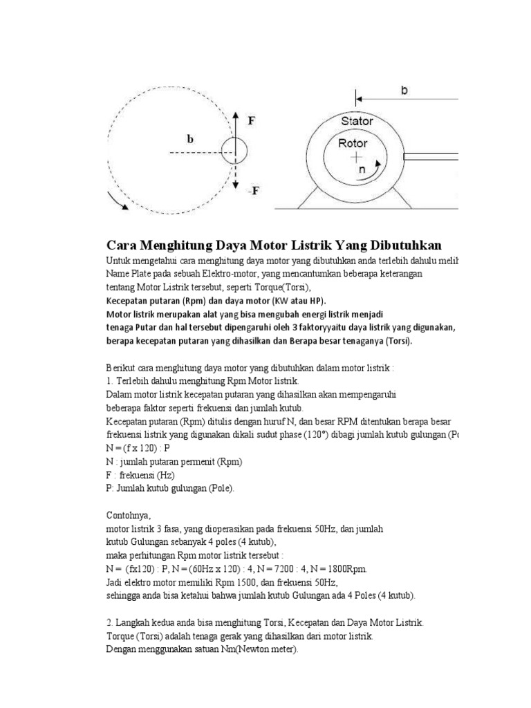 Menghitung Daya dan Torsi Motor Listrik | PDF
