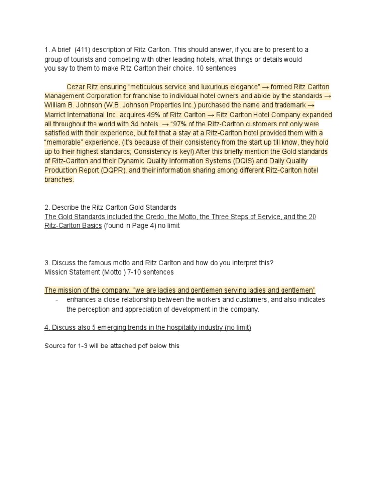 Ritz-Carlton Instructions PDF | PDF