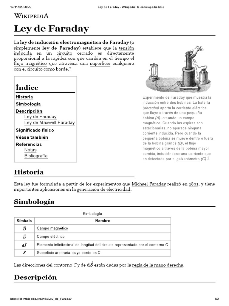 Ley de Faraday Wikipedia, La Enciclopedia Libre Descargar gratis