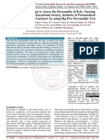 A Descriptive Design To Assess The Personality of B.Sc. Nursing Students of Baba Educational Society, Institute of Paramedical College of Nursing Lucknow by Using Big Five Personality Test