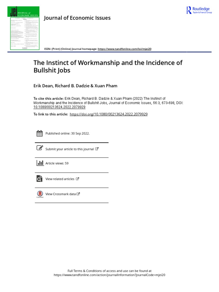 The Instinct of Workmanship and The Incidence of Bullshit Jobs | PDF ...