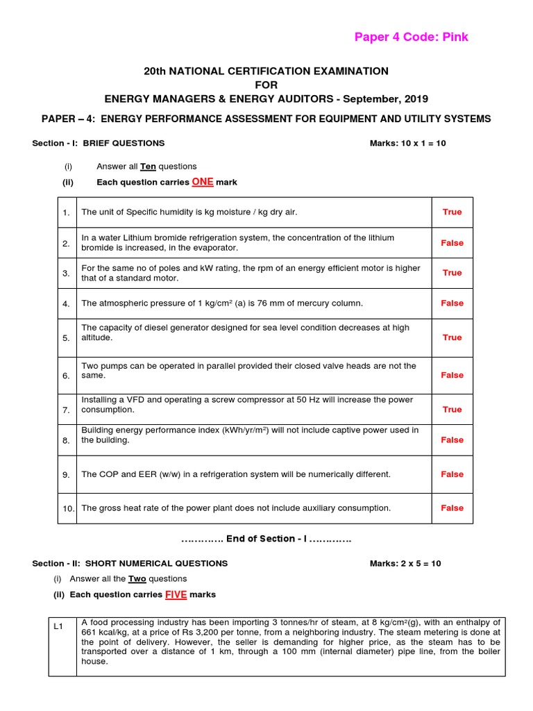 20th Exam P4 A Pdf Water Heating Cogeneration