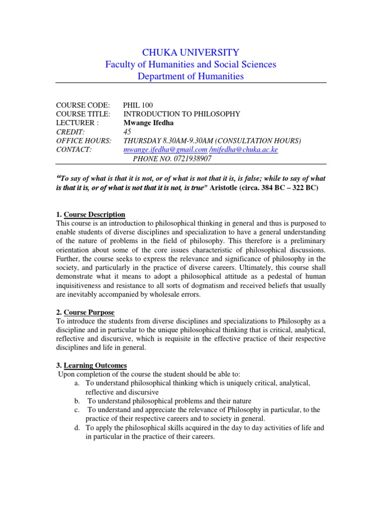 Phil 100 intriduction to philosophy course outline chu uni pdf 1 pdf