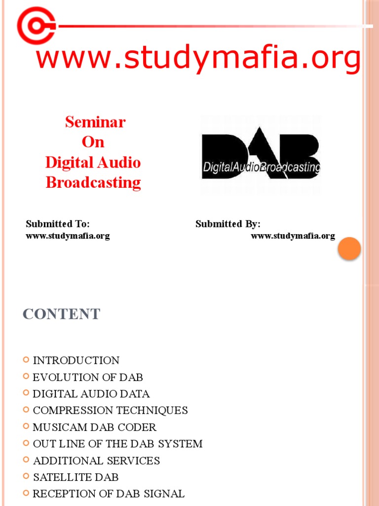 Seminar on Digital Audio Broadcasting | PDF | Orthogonal Frequency ...