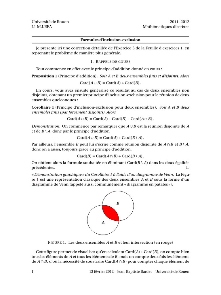 Formules d'inclusion-exclusion en maths | PDF | Logique mathématique ...