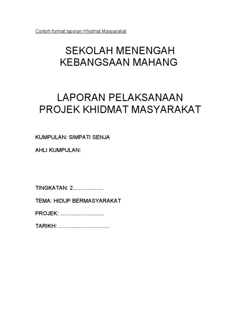 Contoh Format Laporan Khidmat Masyarakat