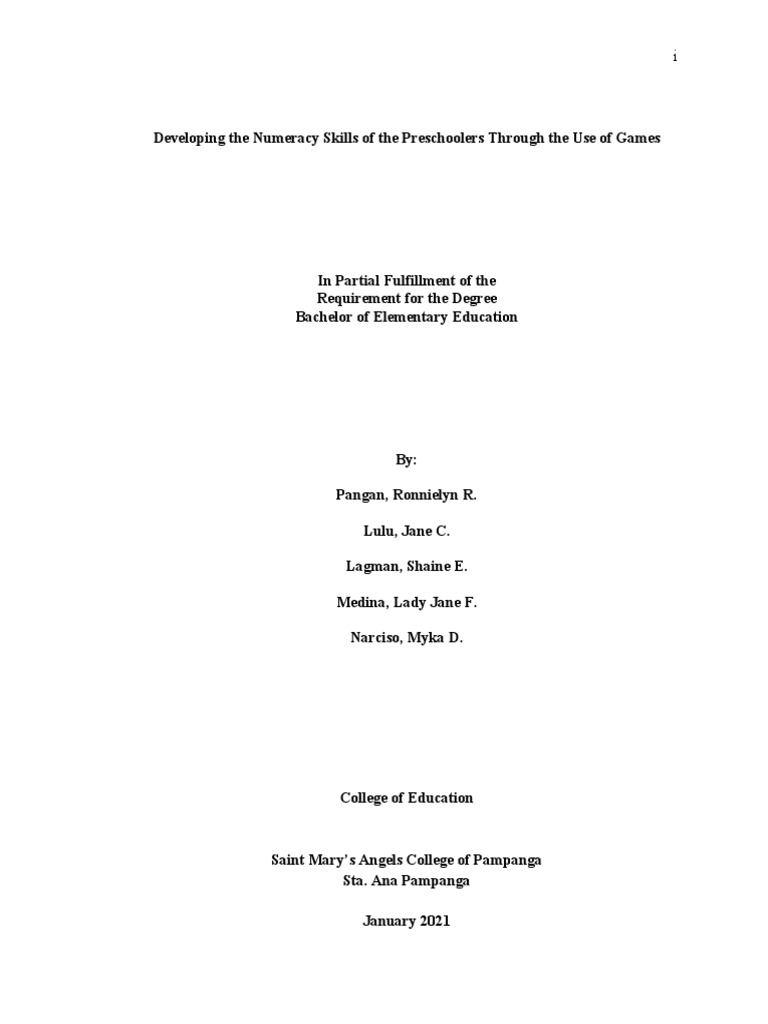 Preschool Numeracy Skills Through Games | PDF | Statistics | Cognition
