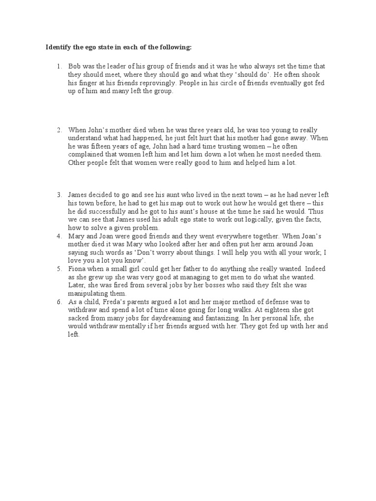 Analyzing Ego States in Relationships | PDF