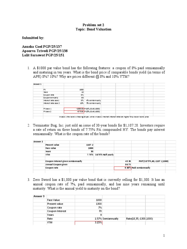 Assignment 2 Bonds | PDF | Bond Duration | Bonds (Finance)