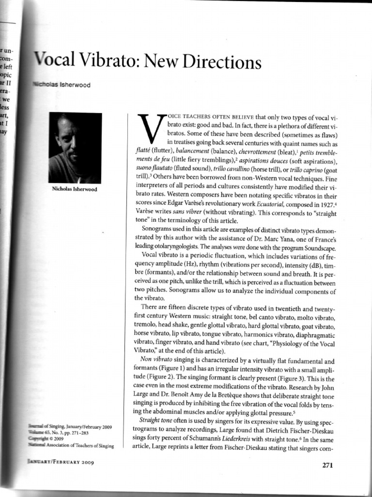 Vibrato Article PDF Singing Musical Techniques